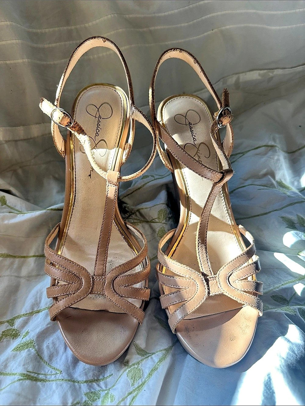 Jessica Simpson Strappy Platform Wedge Sandals in Brown